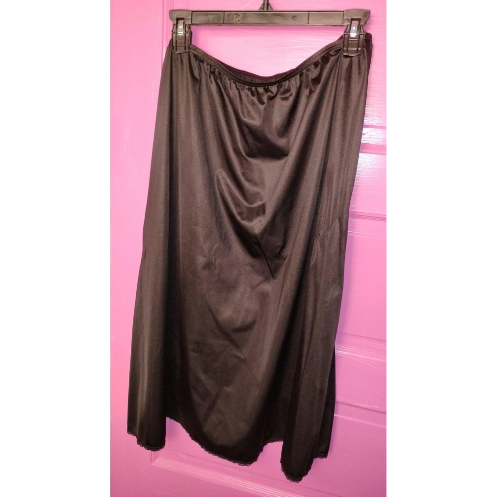 Vanity Fair Black Slip Skirt Lace Hem Goth Whimsigoth Grunge 2X 2XL